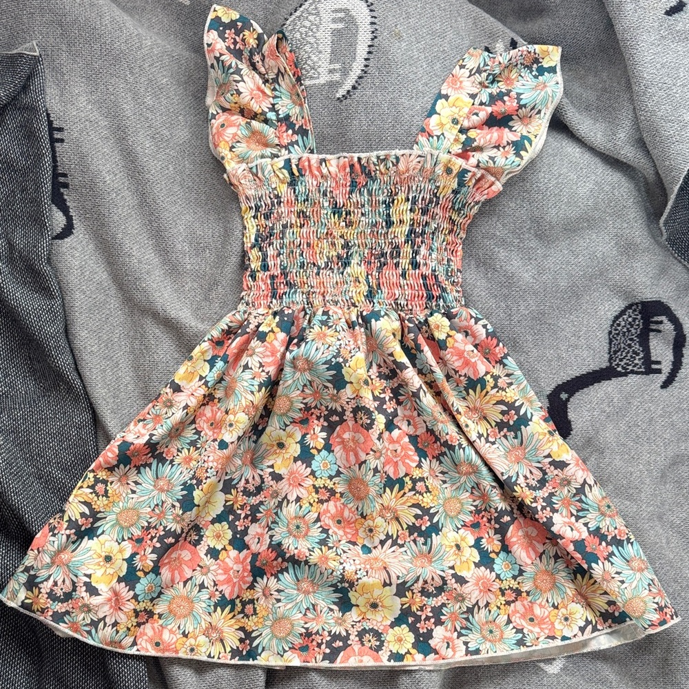 Floral Kids Dress with Ruffled Sleeves